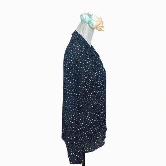 REFORMATION Women's Sheer Polka Dot Button up Blouse in Black and Gold size XL - Picture 3 of 10
